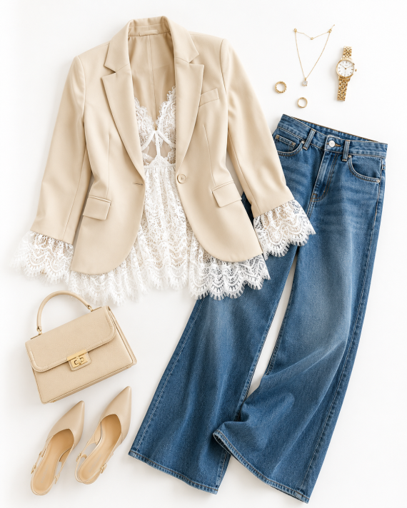 "Soft Temptation" blazer dress - "Eggnog"